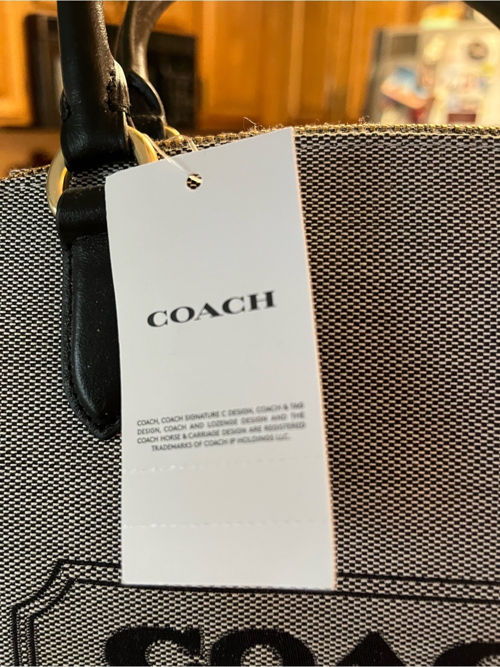 Coach Two-Tone Canvas & Leather Satchel in Black and Beige - Picture 14 of 16